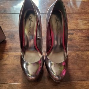 Silver 5 inch heels